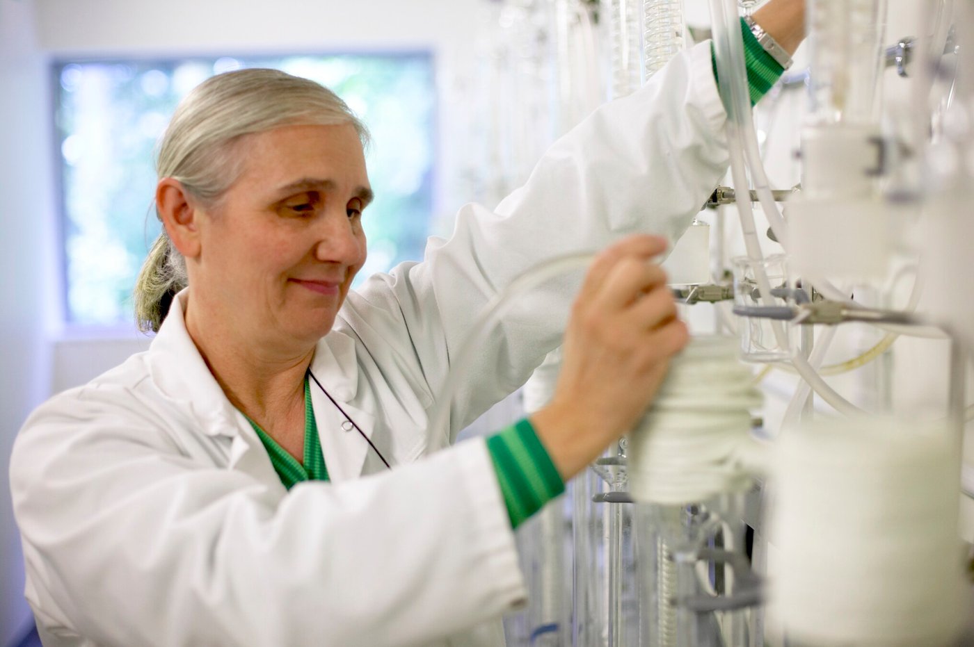 A person working in a laboratory.