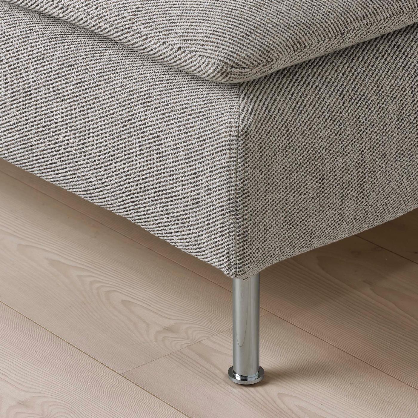 A close up of the tall chrome-effect legs on the SÖDERHAMN series.