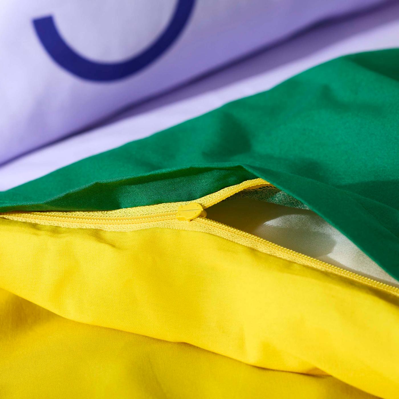 Purple, green and yellow fabric.