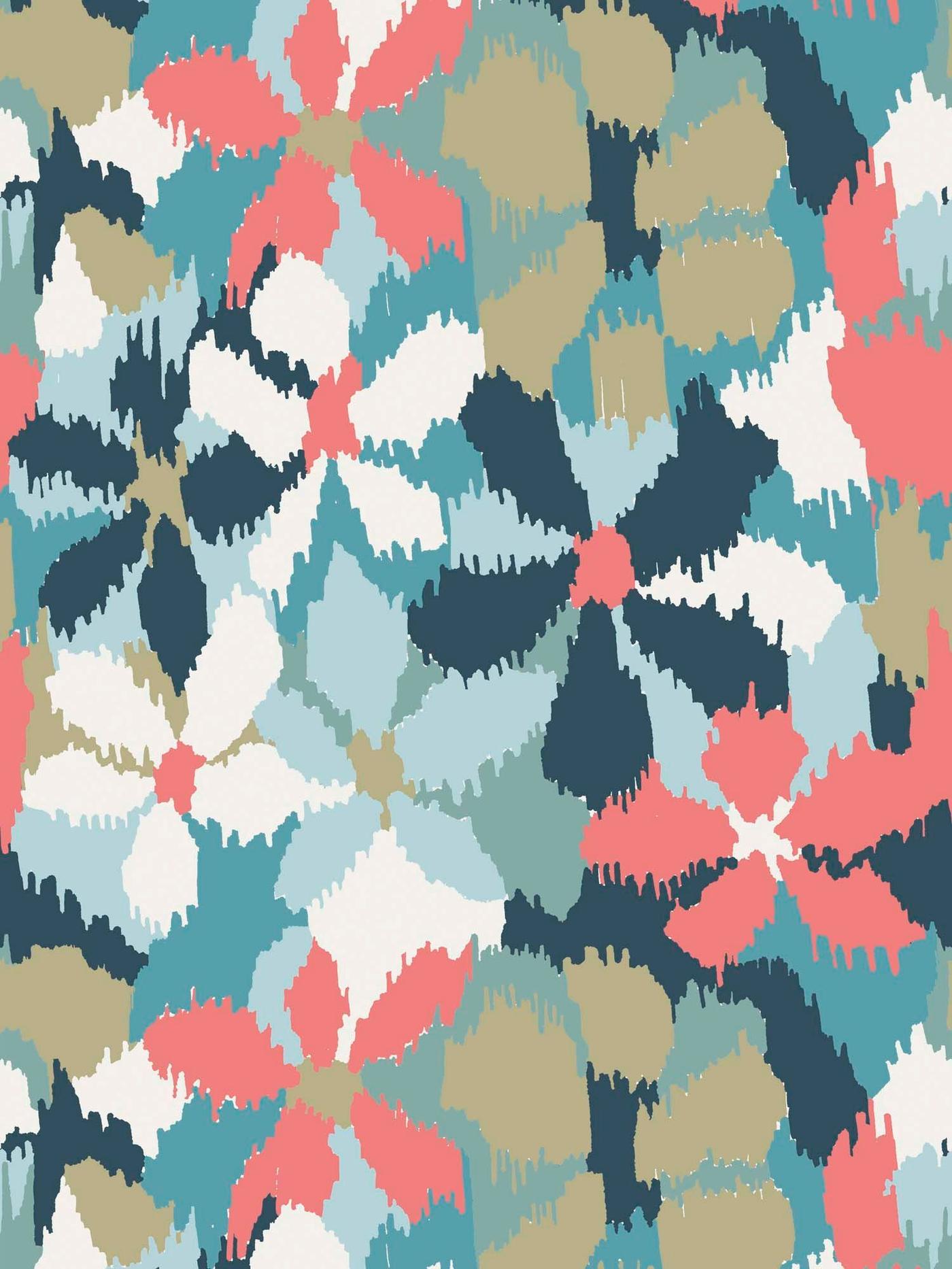 Close-up showing the colourful floral pattern on the GAFFELFIBBLA cushion cover.