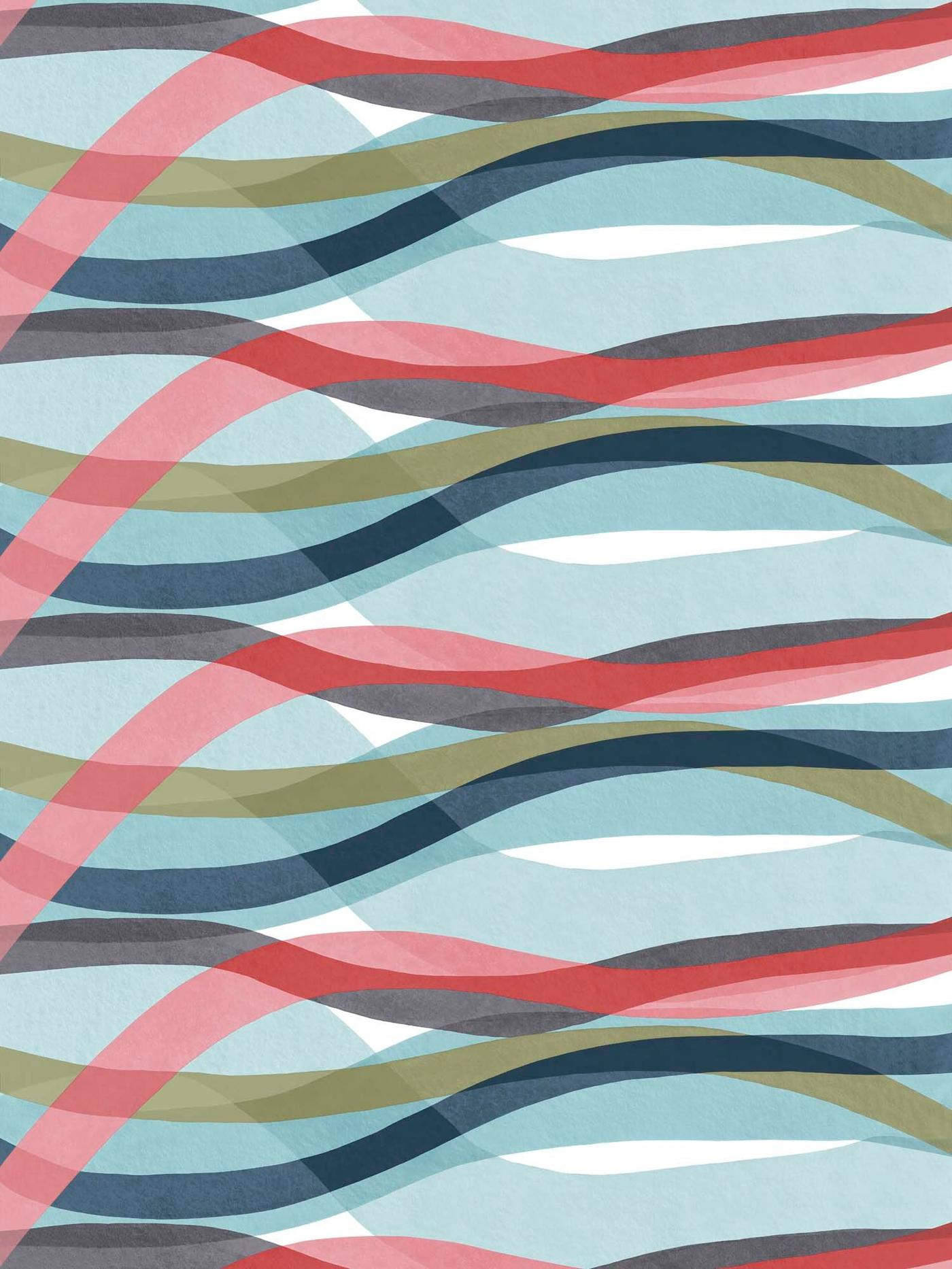 Close-up of wavy, overlapping line patterns on the multicoloured SVALSTJÄRTAR duvet cover.