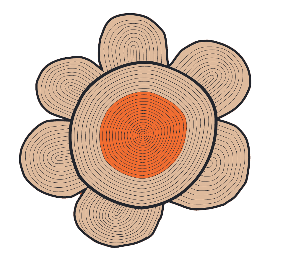 An illustration of a flower-shaped natural MÄVINN rug.