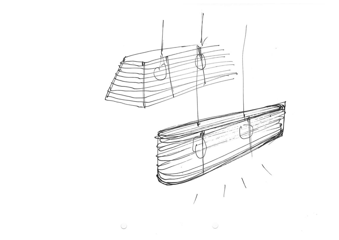 Hand-drawn sketches of the VARPTROSS pendant lamp.
