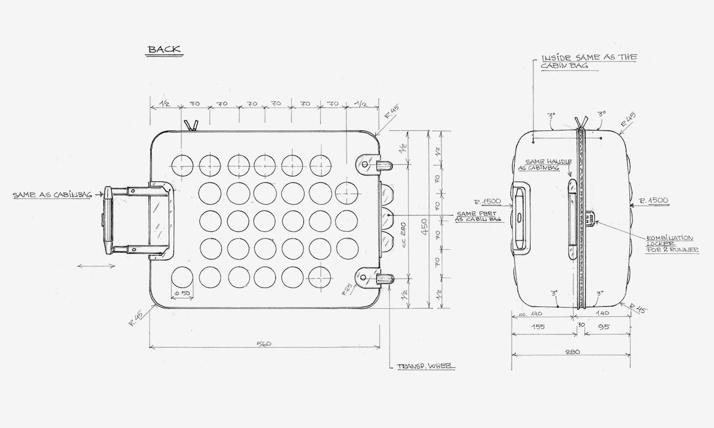 Drawing of UPPTÄCKA suitcase