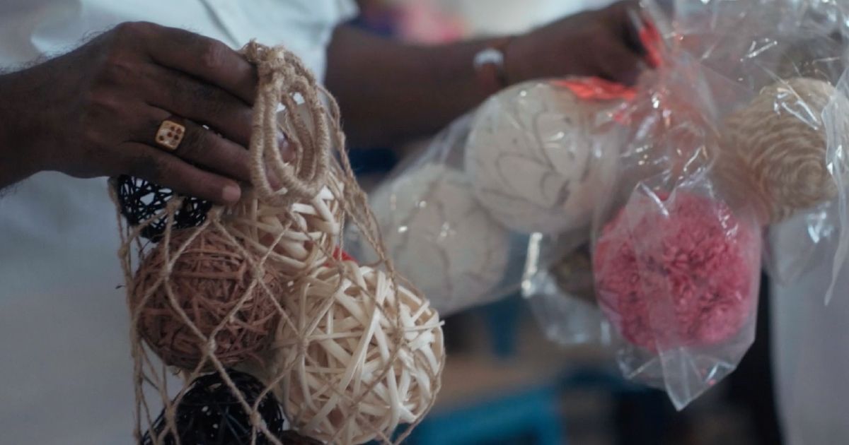 Balls made from straw.