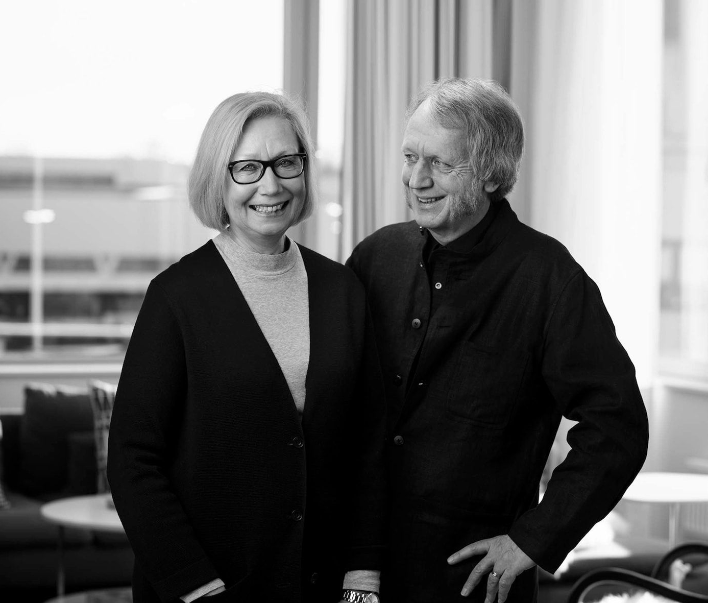 Photo of Marianne and Knut Hagberg in black and white.