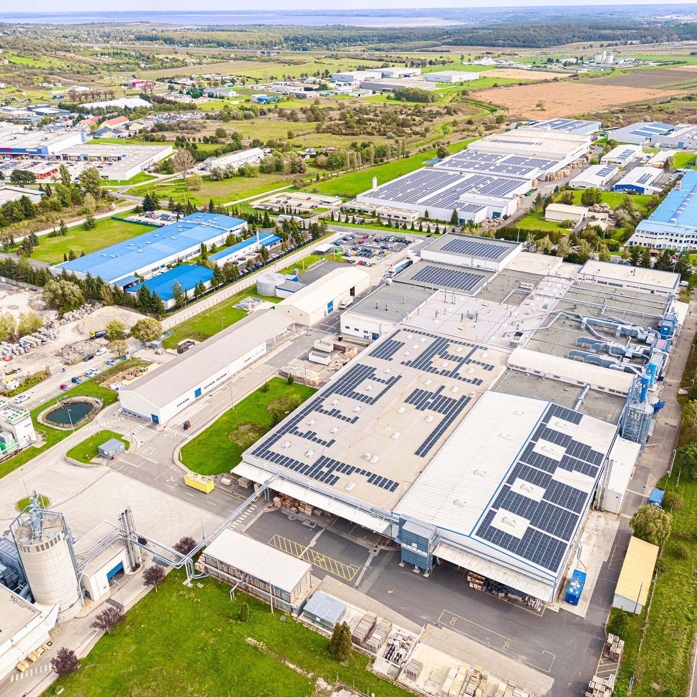 An aerial view of an IKEA Industry site in Hungary.