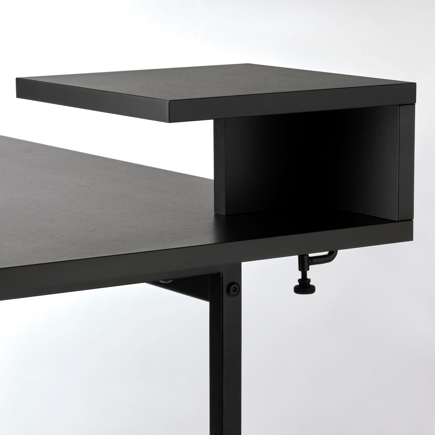 A black desk.
