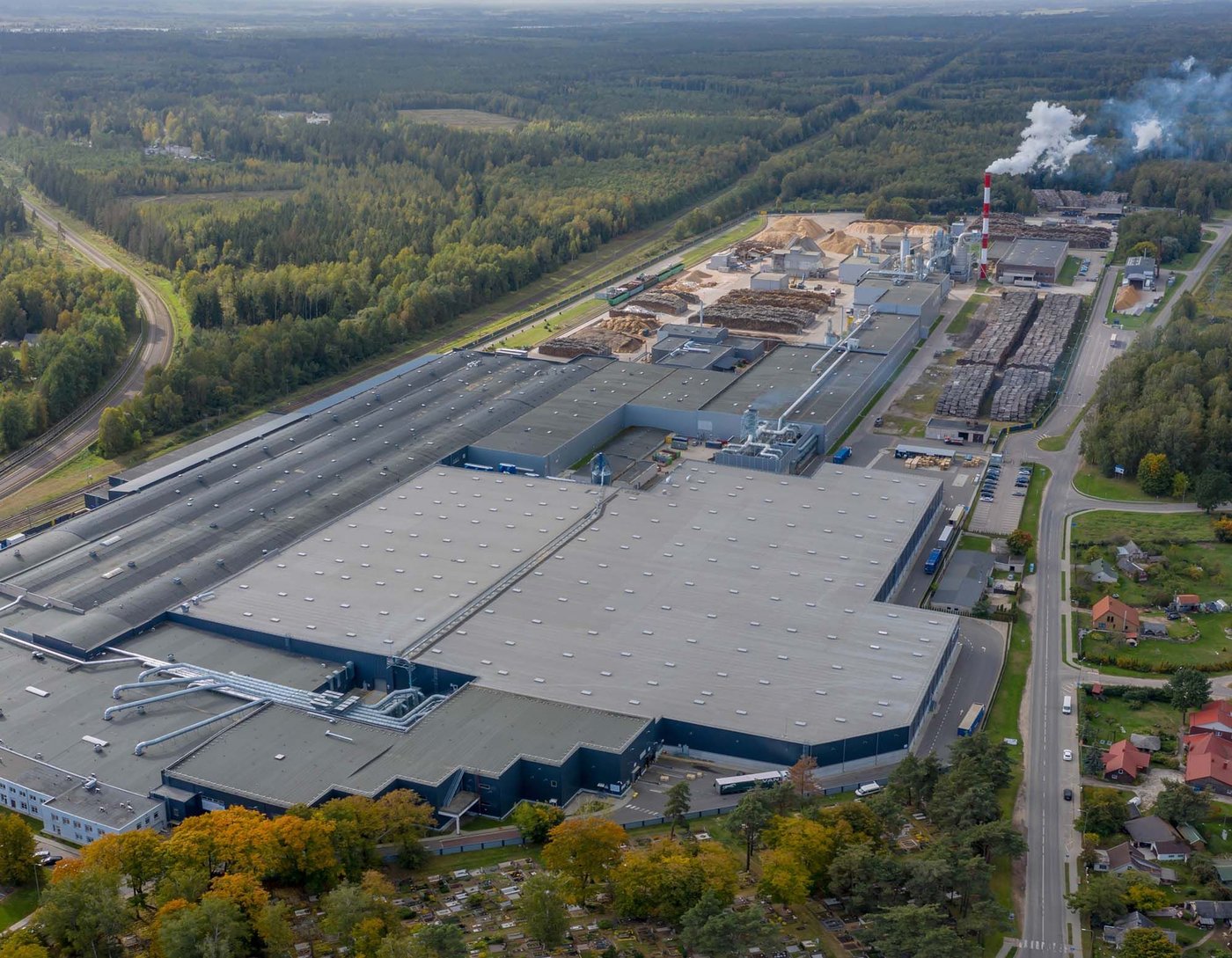An aerial view of the IKEA Industry site in Kazlų Rūda..