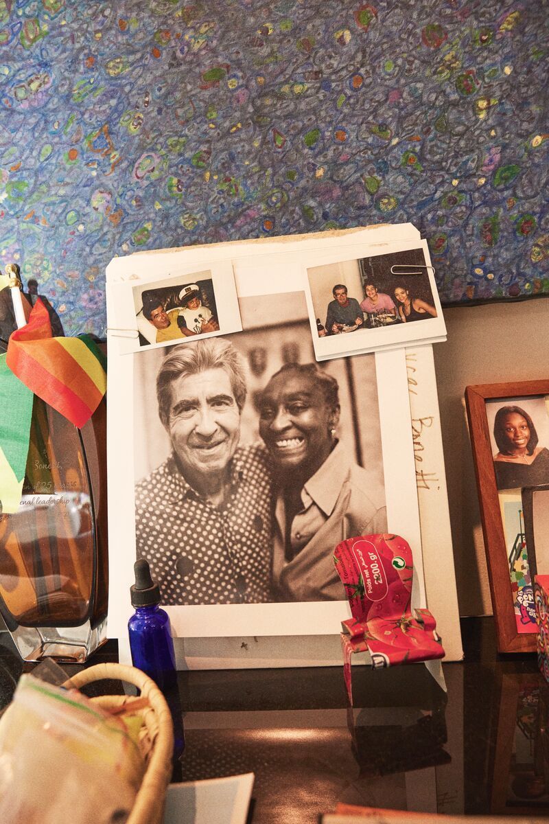 A closeup of a small photograph of two people.