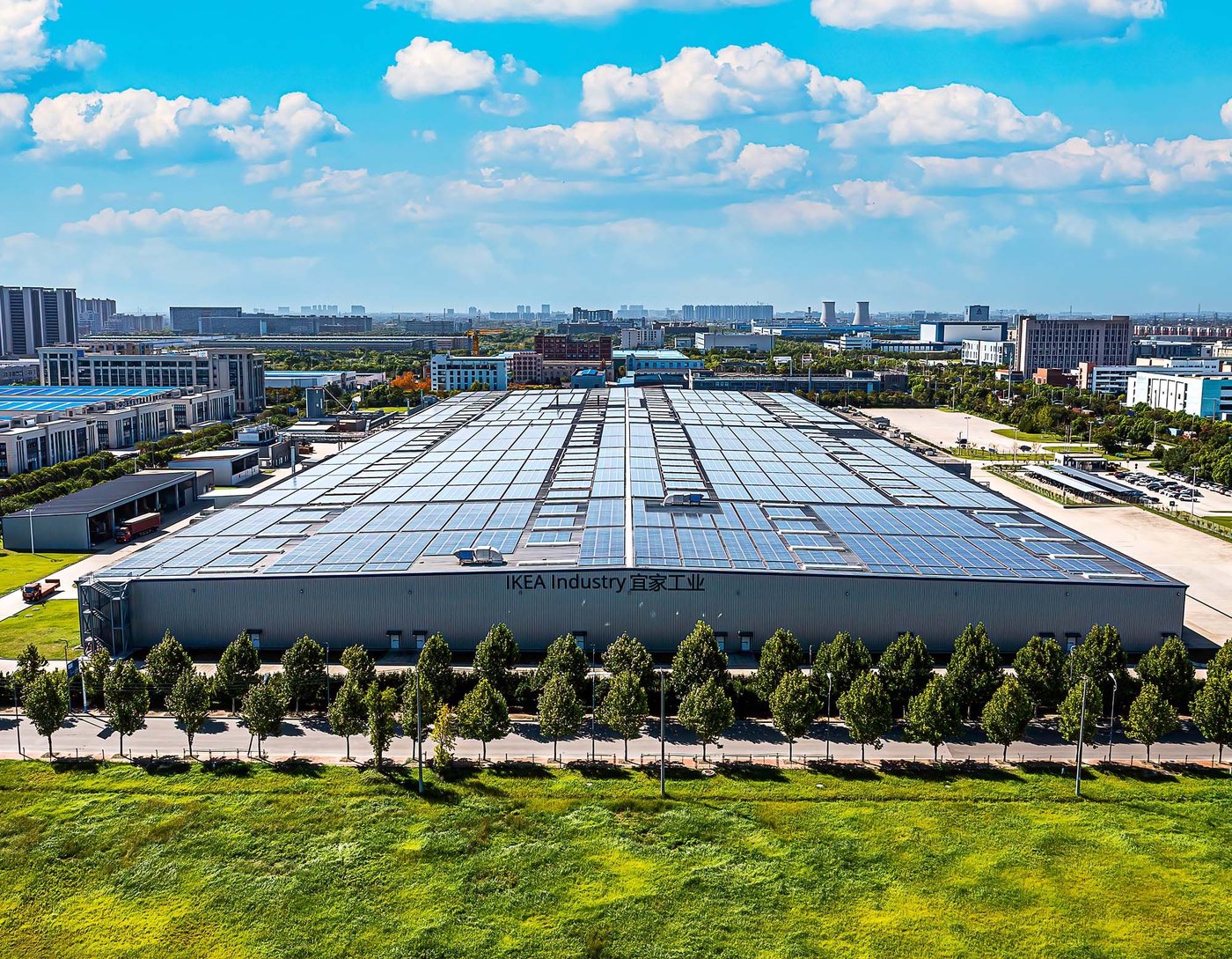 An aerial view of the IKEA Industry Nantong factory.