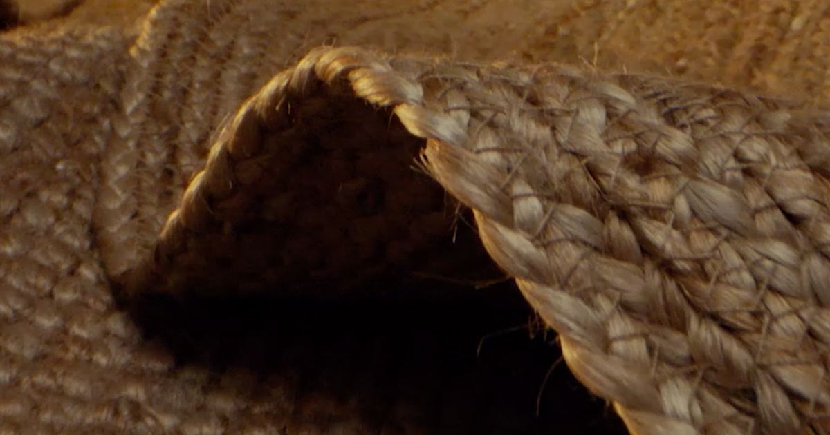Closeup of a section of a woven mat.