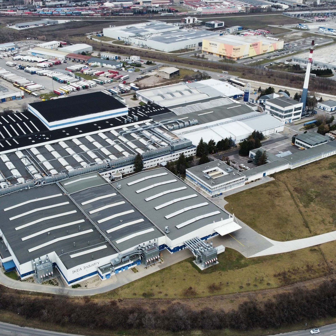 An aerial view of an IKEA Industry site in Slovakia.