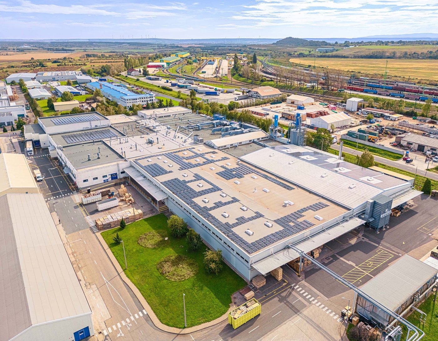 An aerial view of an IKEA Industry factory in Sopron.