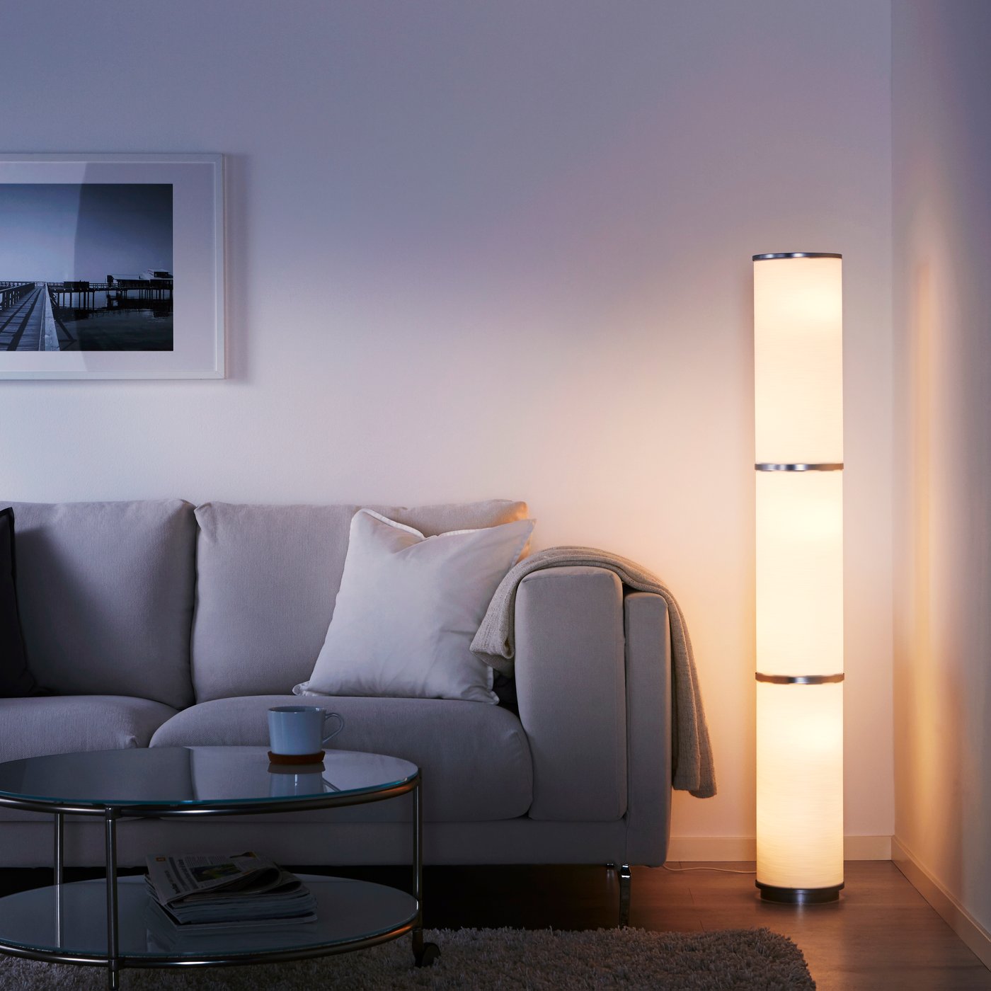 VIDJA podna lampa, bijela, 138 cm