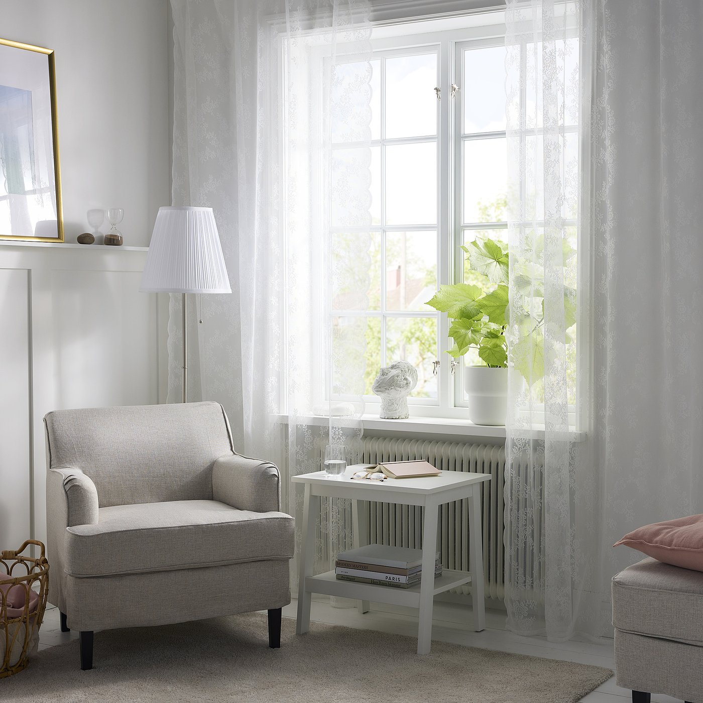 ALVINE SPETS mrežaste zavjese,1par, krem/s džepićem, 145x300 cm