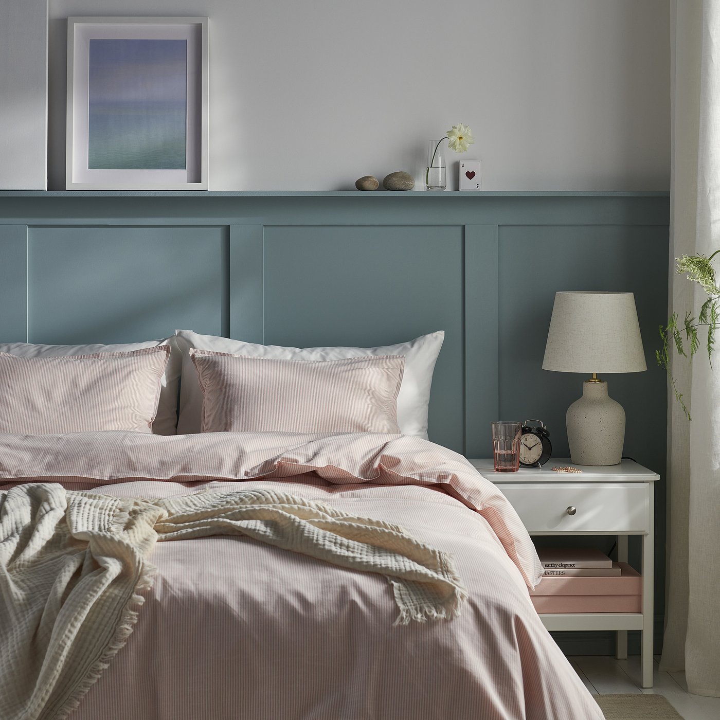 BERGPALM navlaka za poplun i 2 jastučnice , svijetlo roza/crta