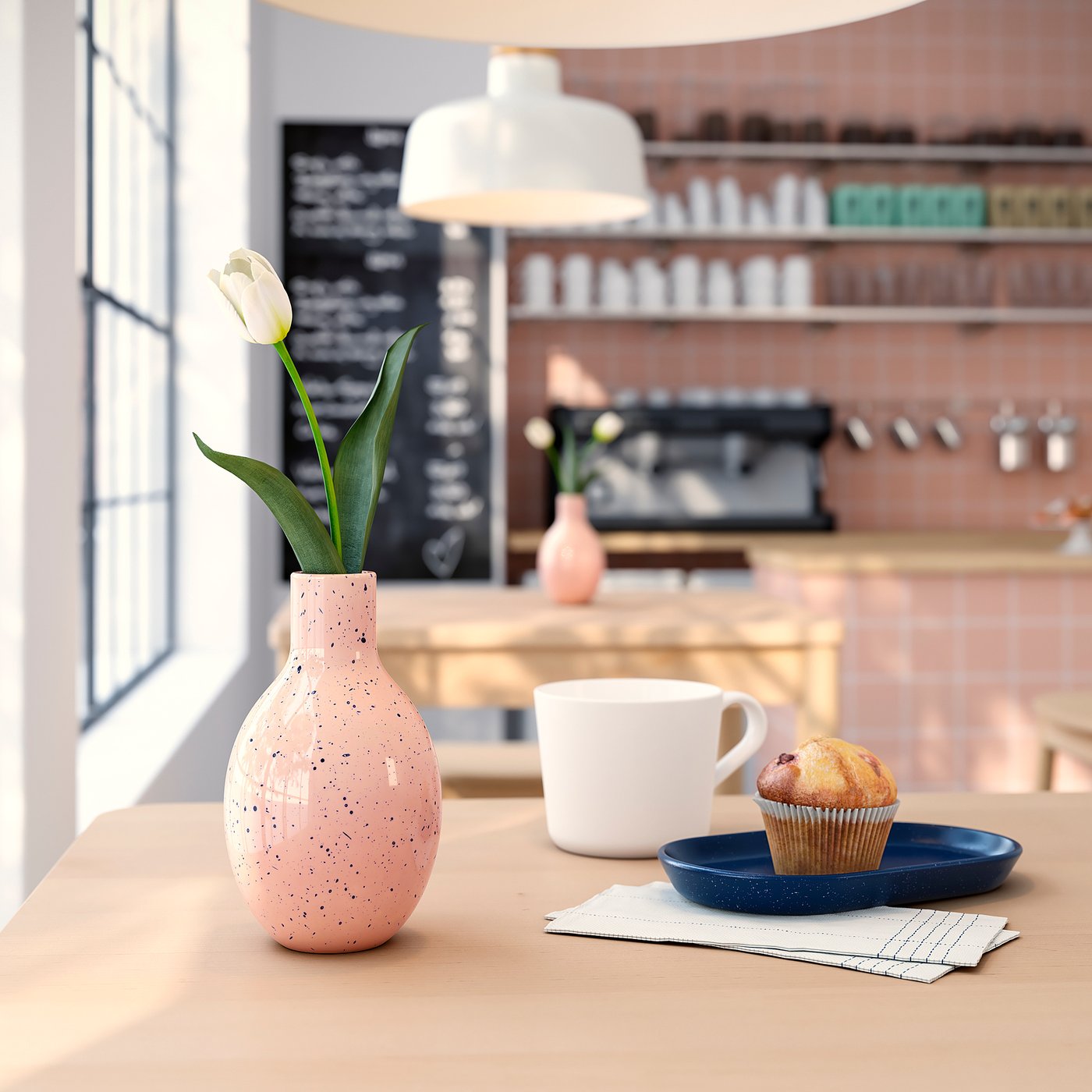 BLODBJÖRK vaza, blijedoroza/plava, 16 cm