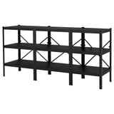 Crna ikea BROR jedinica za odlaganje s više polica.
