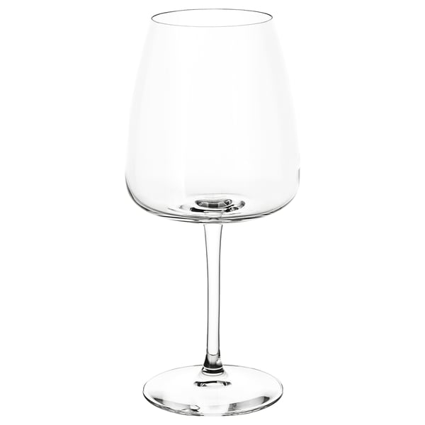 Prozirna, elegantna čaša za vino s dugom drškom i okruglom zdjelom.