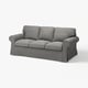EKTORP sofa s tri sjedala, siva, mekani jastuci, rolirani nasloni, moderan klasični dizajn.
