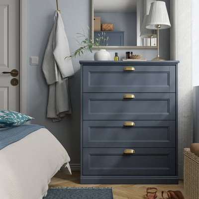 FÅGELFJÄLLET Komoda s 4 ladice, tamno siva-plava, 82x51x101 cm