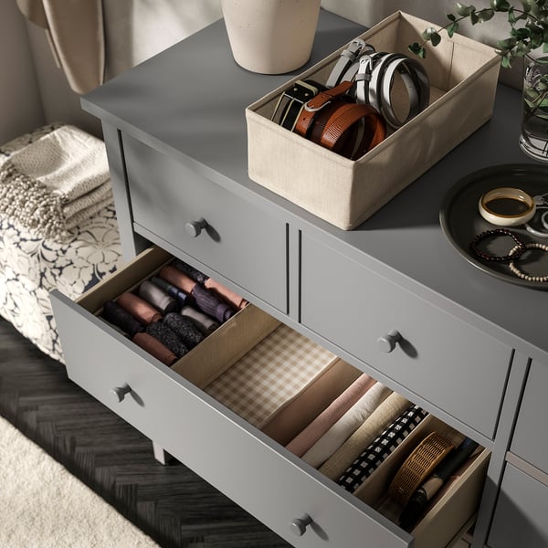 GULLABERG Komoda s 8 ladica, siva, 168x48x100 cm