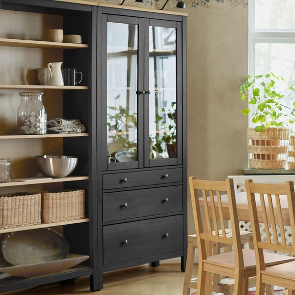 HEMNES Komb/odlaganje+vrata/ladice, crno-smeđa/svijetlo smeđa, 270x197 cm
