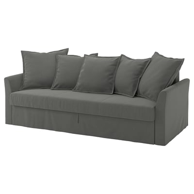 Tamno sivi kauč na razvlačenje HOLMSUND s odgovarajućim jastucima, elegantan dizajn, navlaka koja se može skinuti.