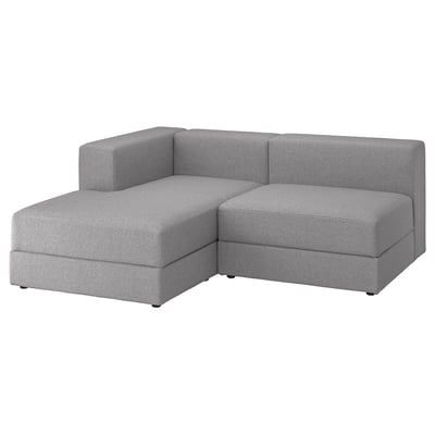 Moderna siva modularna sofa s ležaljkom, čistim linijama, mekim jastucima, spremištem ispod sjedala.