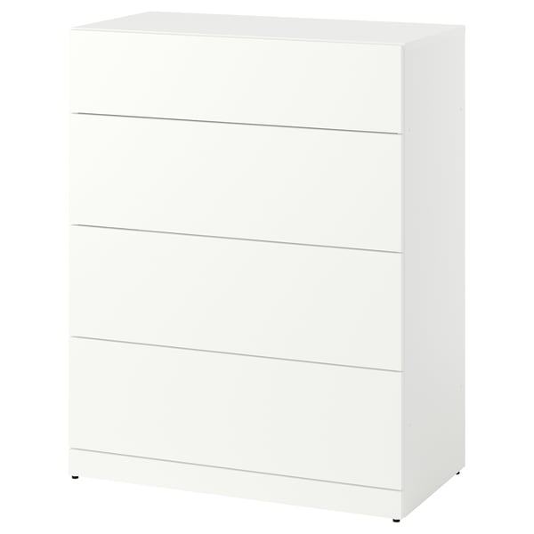 LASTARE Komoda s 4 ladice, bijela, 80x42x100 cm