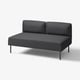 Moderna, ugljenom obojena LILLEHEM dvosjed sofa s elegantnim metalnim nogama, nudeći minimalistički dizajn.