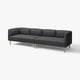 Crna LILLEHEM modularna sofa s drvenim nogama na bijeloj pozadini, koja prikazuje minimalistički dizajn.