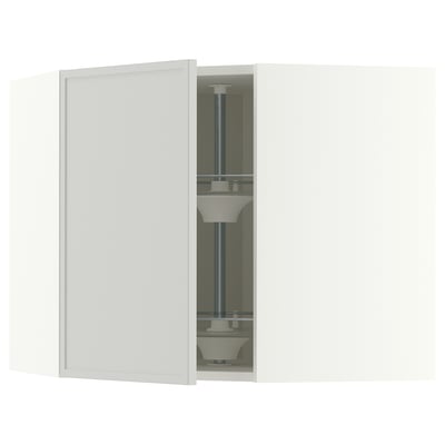 METOD Kutni zidni element+okretni umetak, bijela/Aspudden svijetlo siva, 68x60 cm