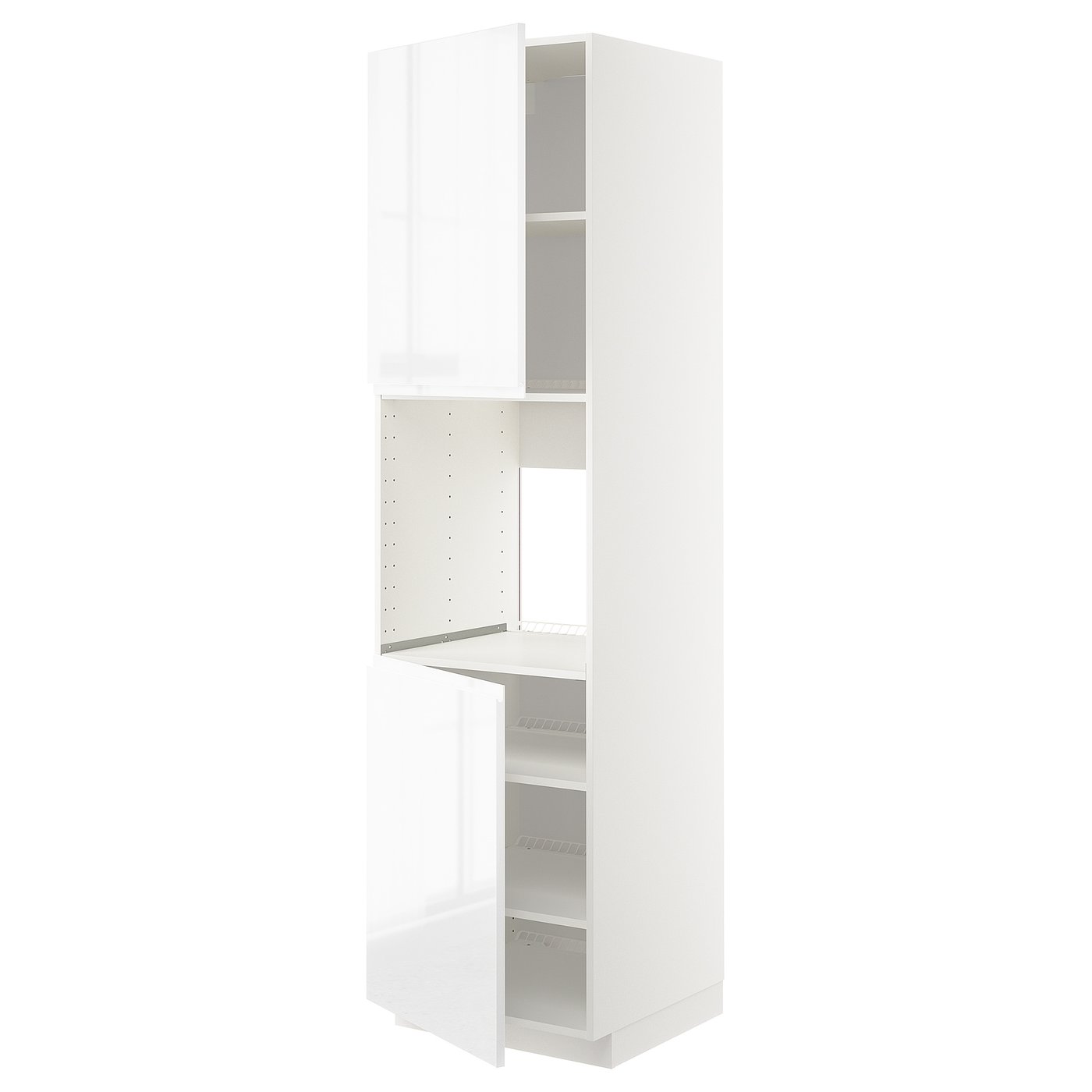 METOD vis elem za pećnicu+2 vrata/police, bijela/Voxtorp visoki sjaj/bijela, 60x60x220 cm IKEA