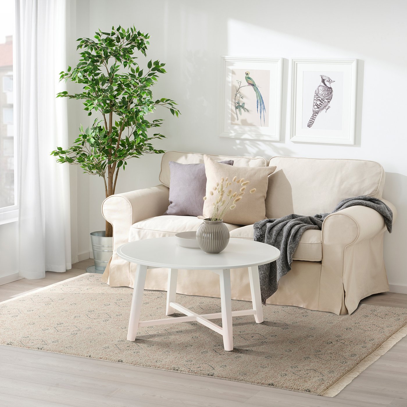 PENSELRÅG tepih, niski flor, siva/bež/ručno izrađeno, 170x240 cm