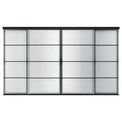 SKYTTA klizna vrata, elegantan crni aluminijski okvir i ploče od matiranog stakla. Minimalistički, moderan dizajn nudi 10-godišnje jamstvo.