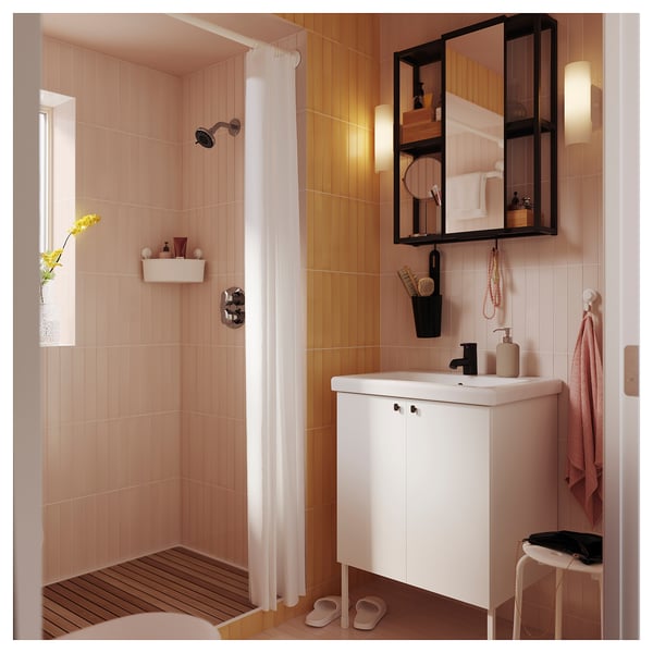 TISKEN Kutna jedinica s vakuum držačem, bijela