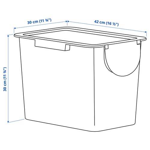TRÖSKNING Kanta+poklopac, svijetlo siva-plava, 25 l