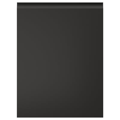 Crni UPPLÖV kuhinjski ormarić s elegantnom, integriranom ručkom, modernog, četvrtastog dizajna.