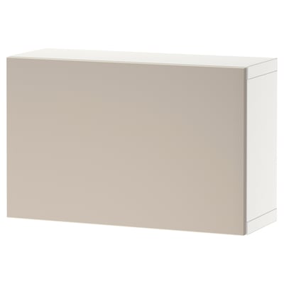 Ikea BESTÅ bézs szekrény. Karcsú, téglalap alakú tárolóegység letisztult vonalakkal és sima felületekkel. Modern minimalista dizájn semleges bézs tónusban.
