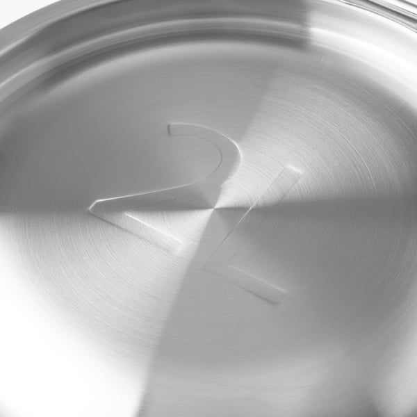 Rozsdamentes acél tál pontos mérési jelölésekkel. A fedél biztonságosan illeszkedik. Tartós, könnyen tisztítható.