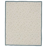 GULDVÄVARE babatakaró, krémszínű narancssárga pöttyökkel, kék szegéllyel, téglalap alakú, puha biopamut.