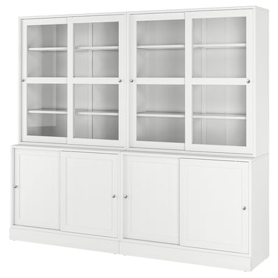 HAVSTA szekrény, fehér. Négy üvegajtó, kettő tömör. Fenyőfa, klasszikus design.