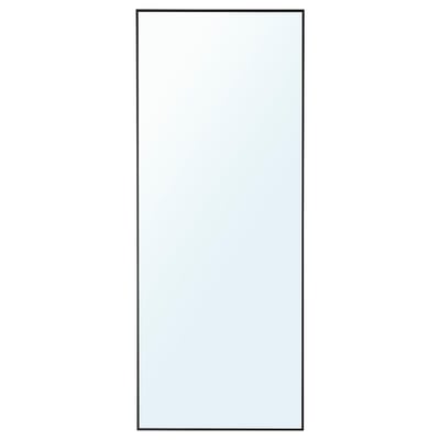 Fekete keretes HOVET tükör, téglalap alakú, teljes testmagasságú, minimalista kialakítású, ideális fürdőszobába vagy nappaliba.