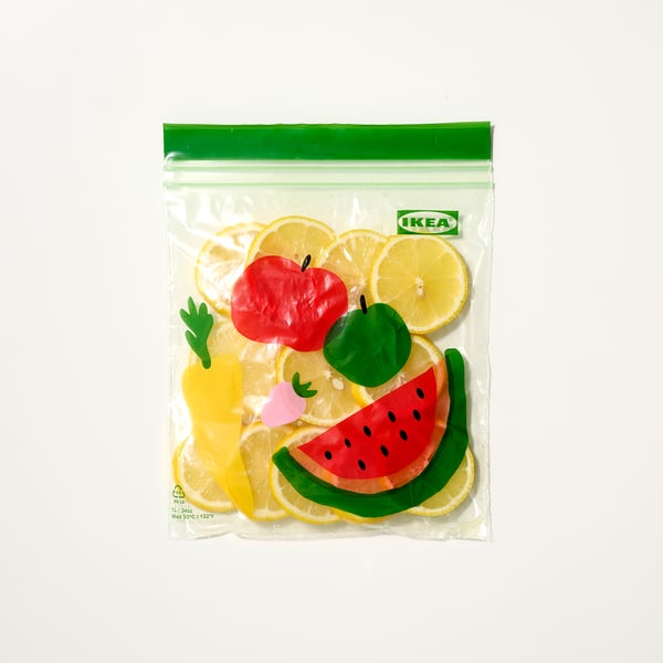 ISTAD Zárható zacskó, gyümölcs/zöldség mintás zöld, 1 l