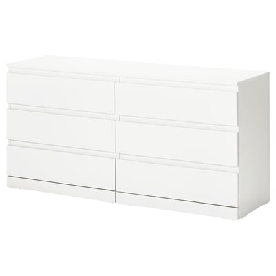 Egy fehér LILLBERGET fiók hat fiókkal, modern, minimalista kialakítással.