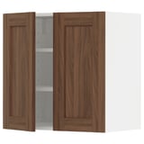 METOD konyhaszekrény: diófa, két ajtós, téglalap alakú, falra szerelhető, klasszikus kivitel.