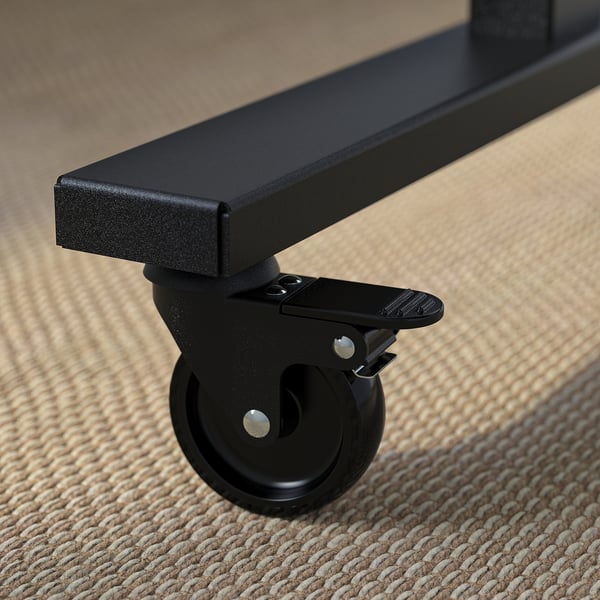 Kiváló minőségű, fekete irodai asztali görgő reteszelő mechanizmussal.