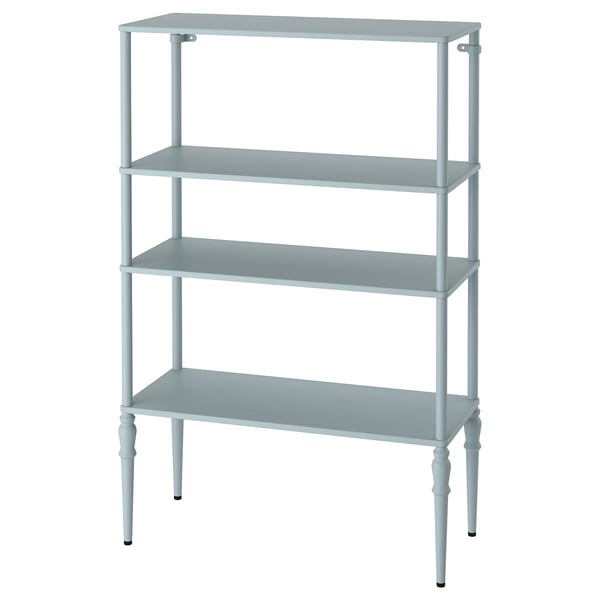 SÅGMÄSTARE: világoskék fém polcok, klasszikus design, 4 polc, állítható lábak.